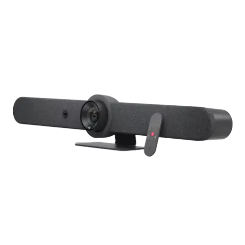 Logitech Rally Bar webcam op standaard.