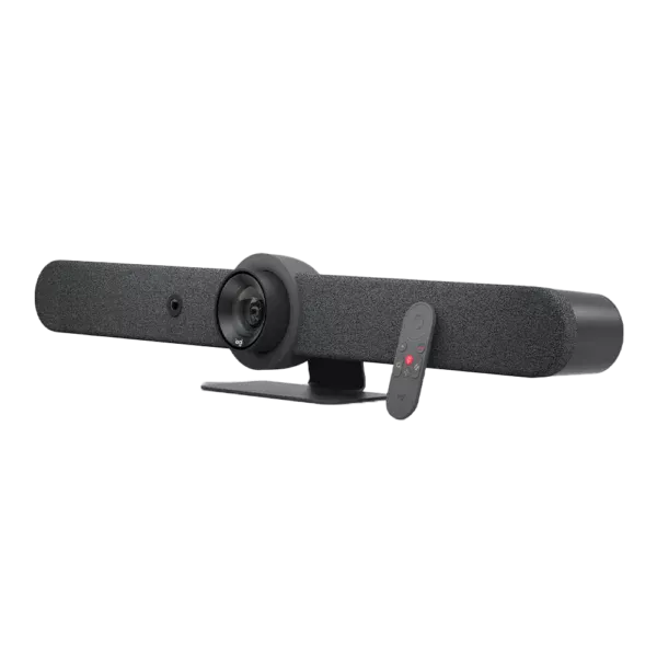 Logitech Rally Bar webcam op standaard.