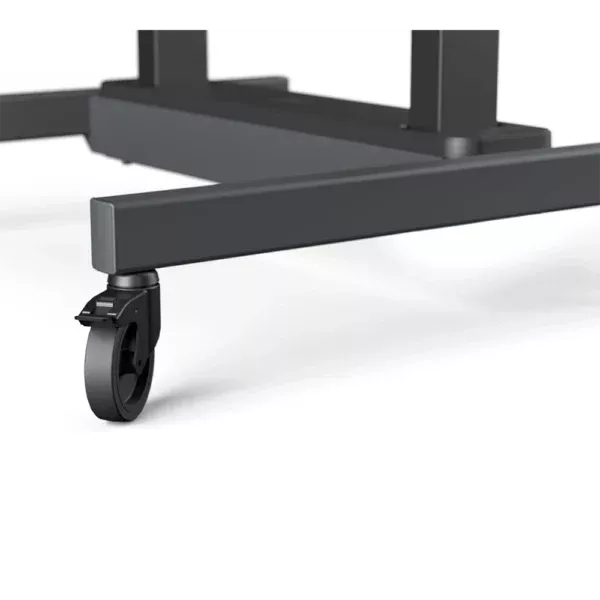 Zwenkwiel onderkant zwart frame op witte achtergrond.