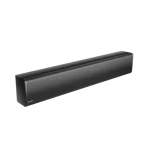 Zwarte soundbar voor geluidsverbetering televisie of computer