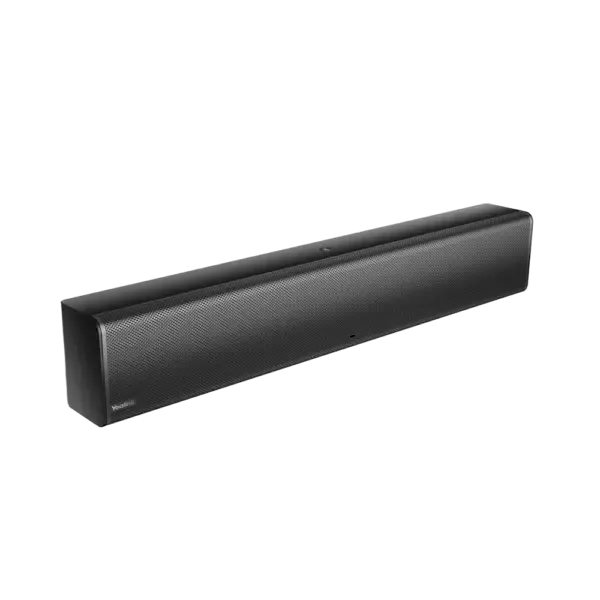 Zwarte soundbar voor geluidsverbetering televisie of computer