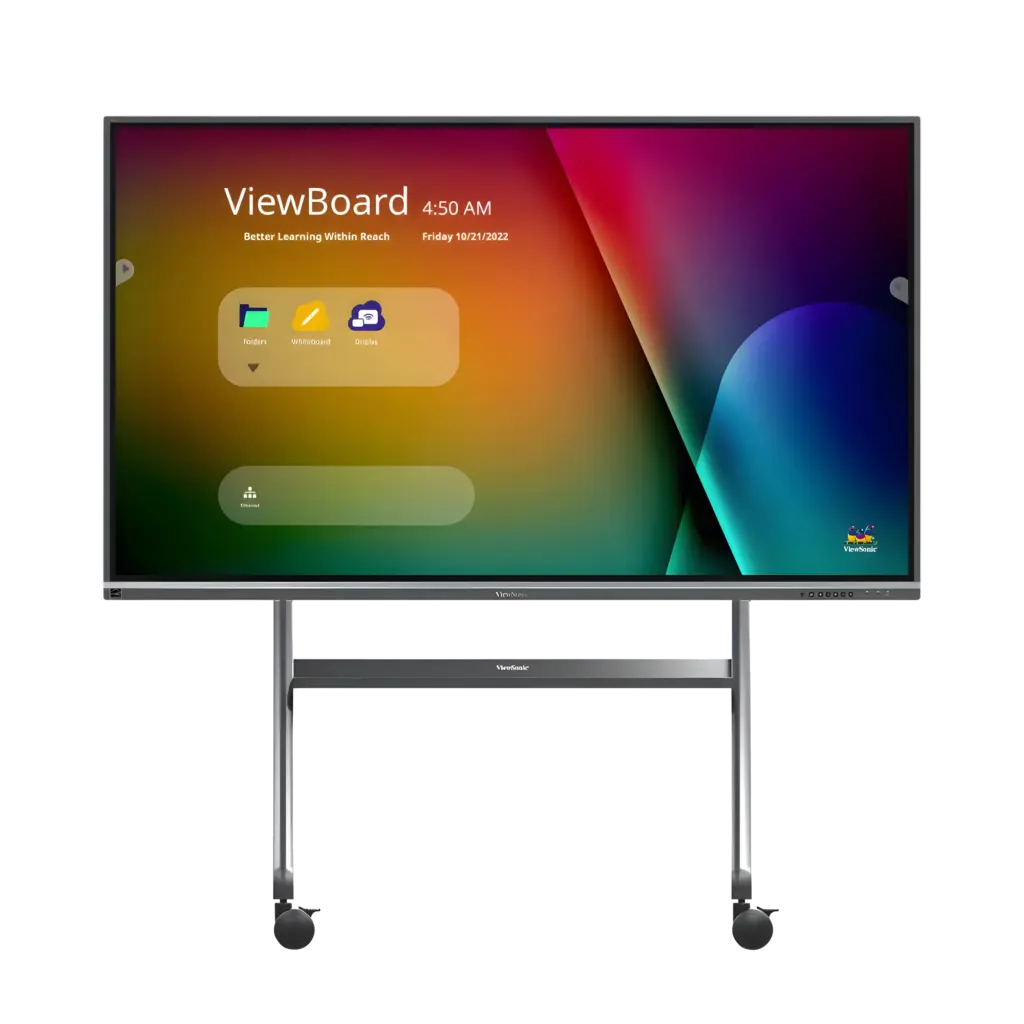 ViewSonic ViewBoard interactief display op een mobiele verrijdbare standaard.