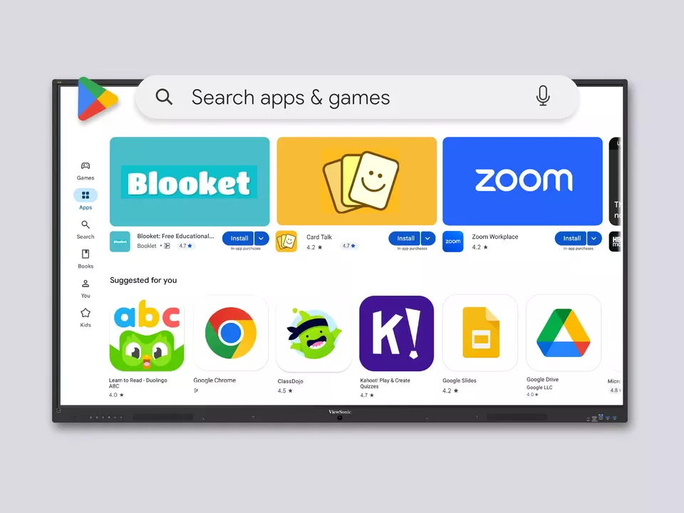 Google Play Store op het ViewSonic IFP35 touchscreen