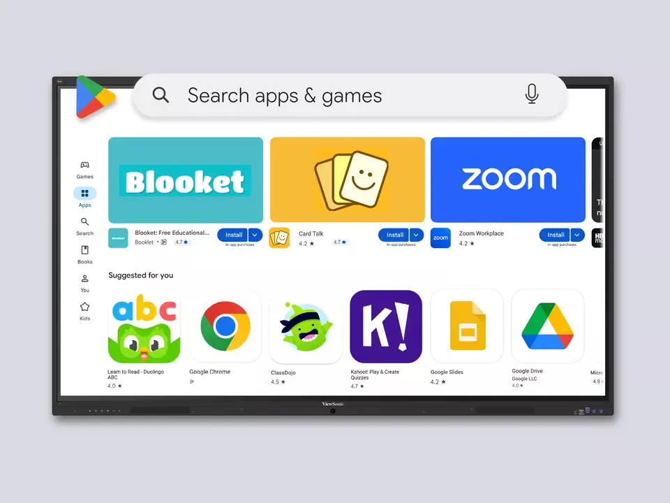 Google Workspace en Play Store op het ViewSonic IFP41 touchscreen