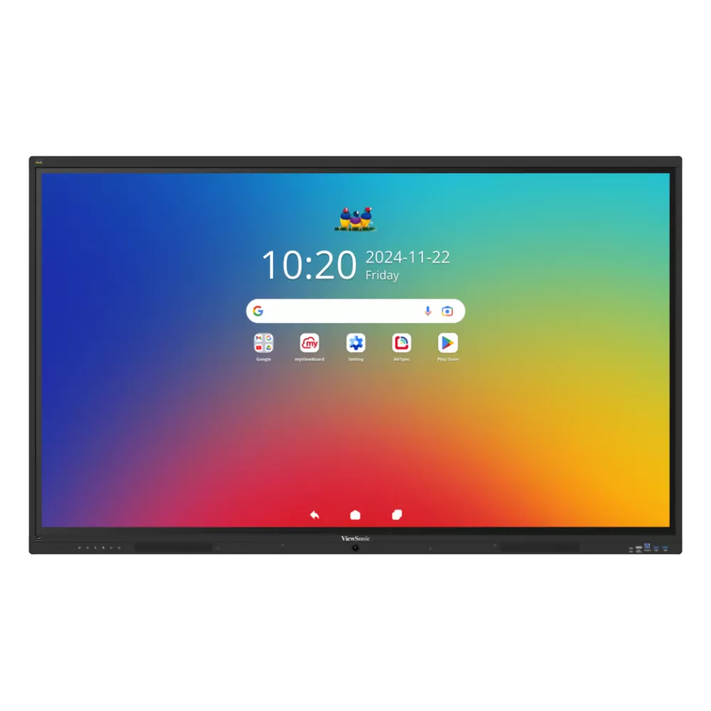 ViewSonic IFP6541 65 inch touchscreen met Android startscherm, vooraanzicht