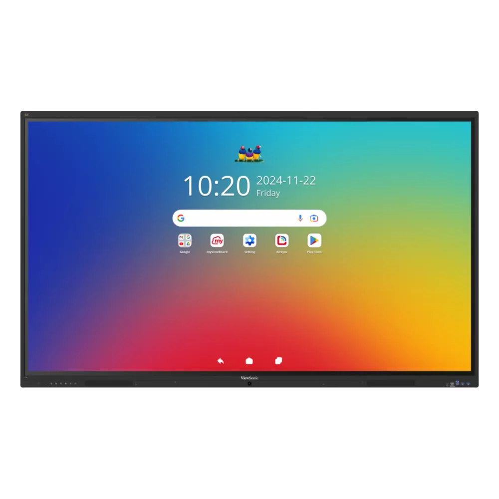 ViewSonic IFP7541 75 inch touchscreen met Android startscherm, vooraanzicht